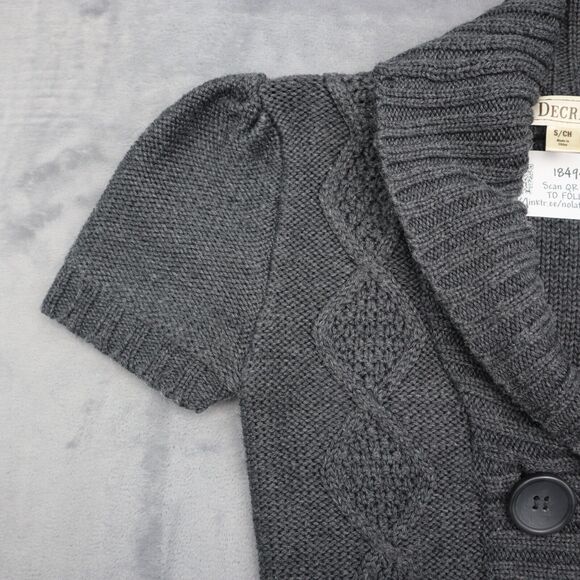 Decree Sweater Womens S Gray Cardigan Short Sleeve Button Cable Knit Acrylic - Picture 9 of 15